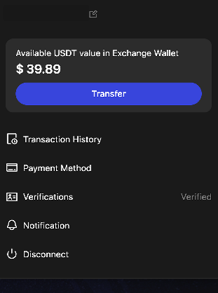 HashLiquid account menu